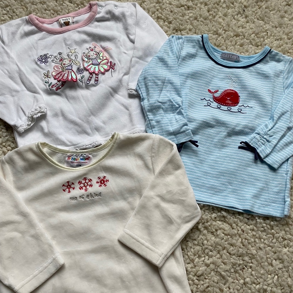 3 Baby Girl Long Sleeve Shirts